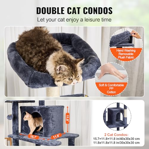 Árbol para Gatos VEVOR, Torre 68.5" con Condos y Rascadores miniatura 3