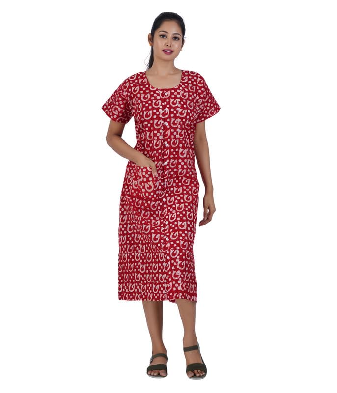 Image of MENMAII Women's [L- 4XL] Full Open /Front Buttoned [a Kind of Adaptive Clothing] Multipurpose Nighty for Maternity /Pregnancy /Elderly /Patient /Feeding /Hospital Purpose Nighty Calf Length