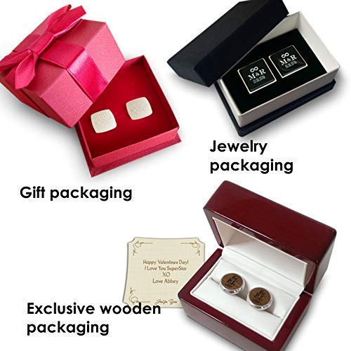 Sterling silver engraved cufflinks Custom sterling silver cufflinks Engraved cufflinks Personalized cufflinks for Men, Gift Message, Box, Handmade - Thumbnail 6