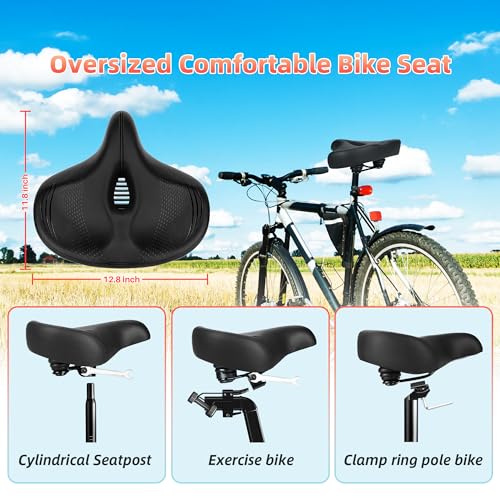 Image of Oversized Bike Seat for Peloton Bike & Bike+, Comfort Seat Cushion Compatible with Peloton, Road or Exercise Bikes, Bicycle Wide Saddle Replacement for Men & Women, Accessories for Peloton