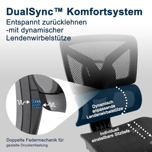 RIEIOR Ergonomischer XXL Bürostuhl mit Fußstütze – Ansicht 4