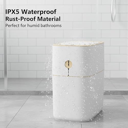 Miniatura 6 de MOPALL Bote de basura de baño sin contacto con tapa, 3 galones 12L delgado sensor de movimiento, cesta de basura automática para dormitorio,