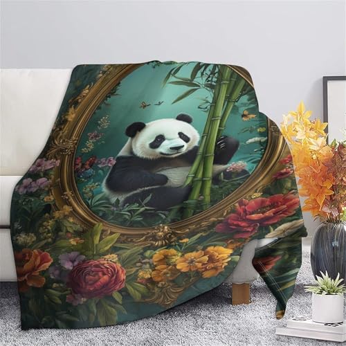 Couverture polaire panda en flanelle de lit chaude 100x130cm