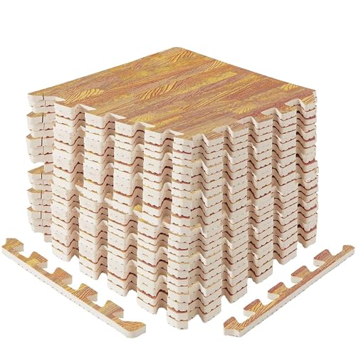 Image of Yes4All EVA Interlocking Mats, Puzzle Floor Tiles, Foam Floor Padding with Border for Furniture, Home Space, Living Room, Garage 11,22,32 SQFT