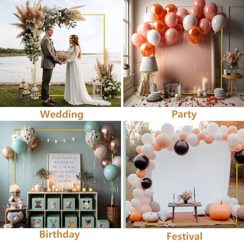Wedding Arch, 6.6 FT x 3.3 FT Square Backdrop Stand for Ceremony, Gold Metal Arch Backdrop Stand for Parties, Balloon Arch Stand Backdrop for Anniversary, Birthday, Bridal, Baby Shower, Decoration by LMEBE - Image 5