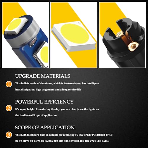 20 luces LED T5 para tablero de auto blanco miniatura 3
