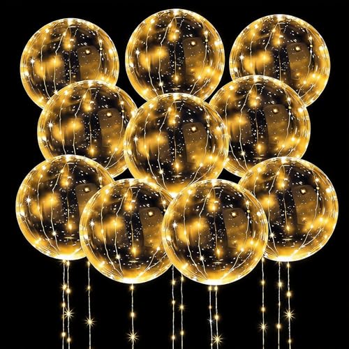 Globos LED de 10 unidades,globos de helio transparente de 50,8 cm,15 unidades,globos de burbujas brillantes con cadena de luces para Navidad, bodas,cumpleaños,día de San Valentín,decoración de fiestas