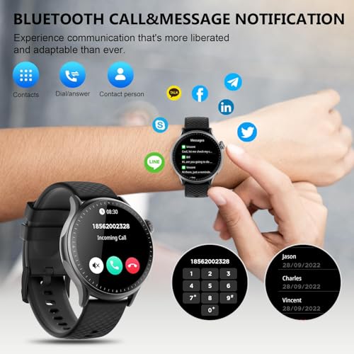 Image of Smart Watch for Men Women, 1.46'' AMOLED Ultra-HD Screen Fitness Tracker with Heart Rate /Sleep /SpO2 Monitor, Answer /Make Call, 3ATM Waterproof Smartwatch for iPhone /Samsung /Android, 110+ Sport Modes