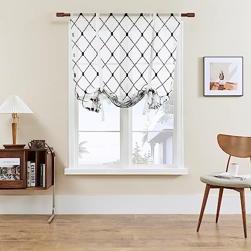 SIMPVALE 1 tenda a pacchetto in voile, con tasca per bastone, per camera da letto, studio, bagno, cucina, nero, 60 x 120 cm