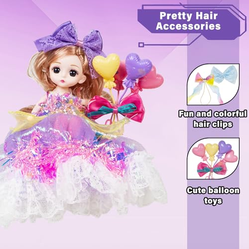 Image of WISHKEY Doll Set for Girls with Accessories, Stylish Doll with Long Hair & Flexible Joints, Cute Doll with Pretty Hair Clips, Pretend Play Toy for Kids, Ideal for Ages 3+ (Pack of 1, Multicolor)
