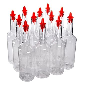 Dozen 12 Plastic Long Neck Bottles with Pourer