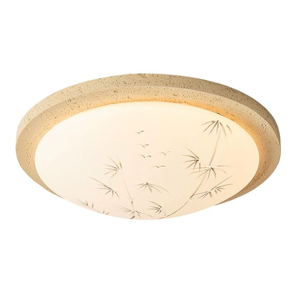 LYMSXAZOU Wabi-sabi Style Balcony Light, Round Flush Mount Ceiling Light 3CCT Fixture Mid Century Decoration Dome Fixtures Vintage Stone Hallway Lights for Kitchen Entryway