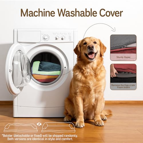Image of Comfort Expression Washable Orthopedic Dog Bed for Extra Large Sized Dogs | Waterproof Memory Foam Pet Bed 42x30 Inch with Removable Cover with Non-Slip & Bolster