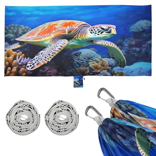 Haskirky Sea Turtle Camping Hammock, Single Portable Hammocks with Tree Straps & Attached Carry Bag, 330Lbs Capacity Perfect for Outside Indoor Hiking Beach Backpack Travel