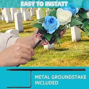 Artificial Cemetery Flowers,Set of 2 Faux Floral Cross,Artificial Rose Bouquet Decoration for Cemetery Headstones Gravesites,Silk Flowers for Long-Lasting Remembrance (Blue) Artificial Cemetery FlowersSet of 2 Faux Floral CrossArtificial Rose Bouquet Decoration for Cemetery Headstones GravesitesSilk Flowers for Long Lasting Remembrance Blue