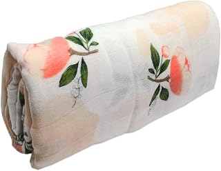 Little English Bamboo/Cotton Large Muslin Blankets for babies. Soft & comfortable blanket, perfect for swaddling - Luxury Pram Blanket - Floral Pink Rose - 120cm x 120cm