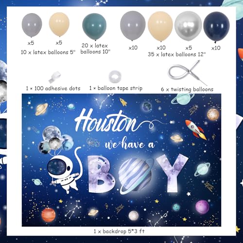 Sursurprise Outer Space Baby Shower Decorations Houston We Have A Boy Backdrop Rocket Astronaut Balloon Garland Arch Kit Night Sky Planet Galaxy Party Supplies - Thumbnail 6