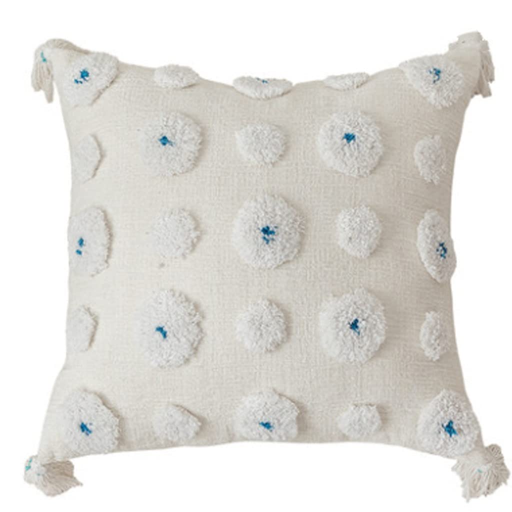 MFJGHU Dot Beige Embroidery Home Decoration Pillow Cover Tassels Cushion Sofa Pillowcase Sham 45x45cm(Style B)
