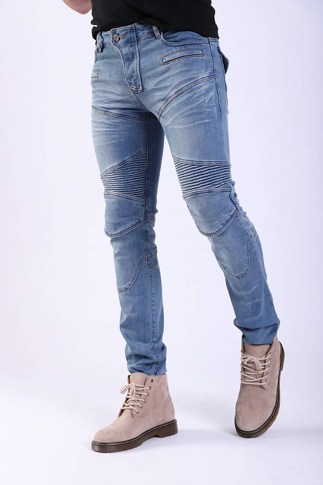 Męskie wyposażenie motocyklowe motocyklisty Denim spodnie dżinsowe Horn Cargo, niebieskie, 2XL