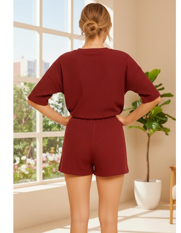 Image of KSHS Women Cotton Night Suit Top & Shorts Set | Loose Fit Printed Nightwear Co Ord Set Stylish Western | Soft Breathable Sleepwear Shorts with Pocket for Women