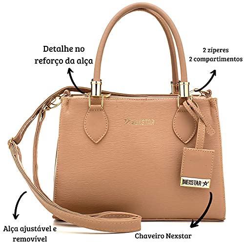 Bolsa Feminina Com Carteira, Alça De Mão E Tiracolo Ajustável (NUDE)