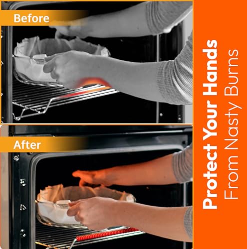 Oven Liners for Bottom of Oven (2-pack) Bundled with Rack Shield Guard (2-pack) - Large Mats for the Bottom (17"x 25") and 14" Silicone Rack Protector - Reusable & Heat Resistant Kitchen Accessories