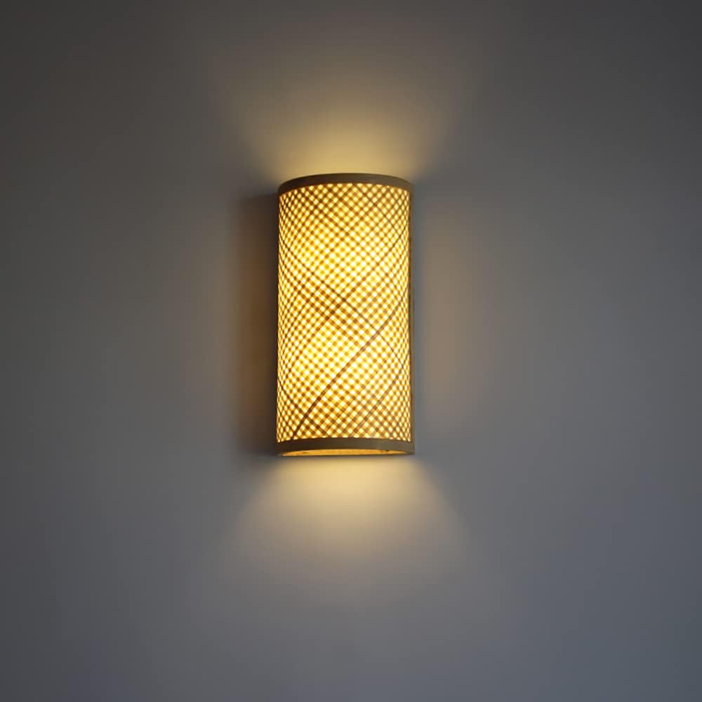 Rustic Bamboo Wall Sconces, Boho Wall Lamp, Cute Rattan Wall Light Fixture, Little Wall Mounted Light for Bedroom Hallway Stairway