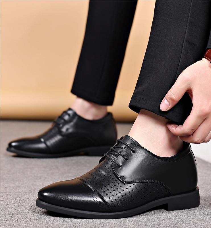 Men's Breathable Genuine Leather Dress Sandals for Summer Business Casual with Hidden Wedge Oxford Style Comfortable Footwear4