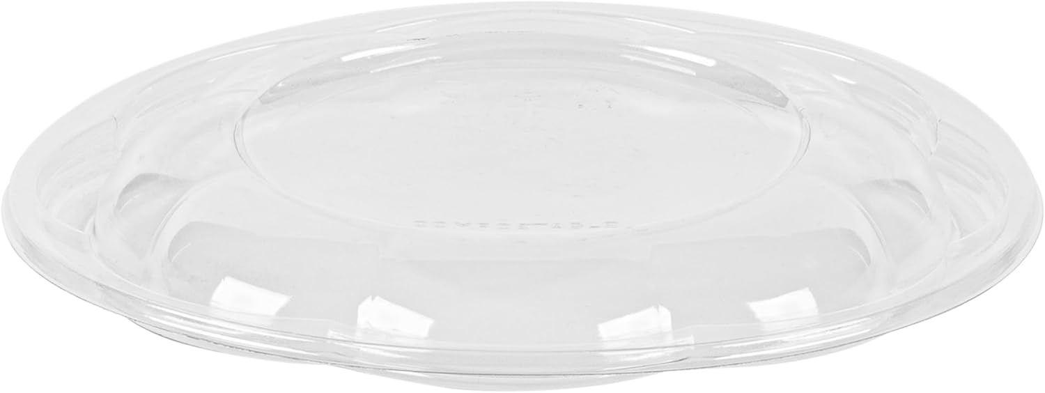 Jaya 100% Compostable Clear PLA Salad Bowl Lid, Fits 24/32/48oz, 300-Count Case