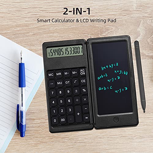Calculadora de 6 pulgadas Calculadora financiera de escritorio Tableta de escritura LCD Bloc de dibujo digital Calculadora plegable Pantalla de 12 dígitos con lápiz óptico Botón de borrado para uso d