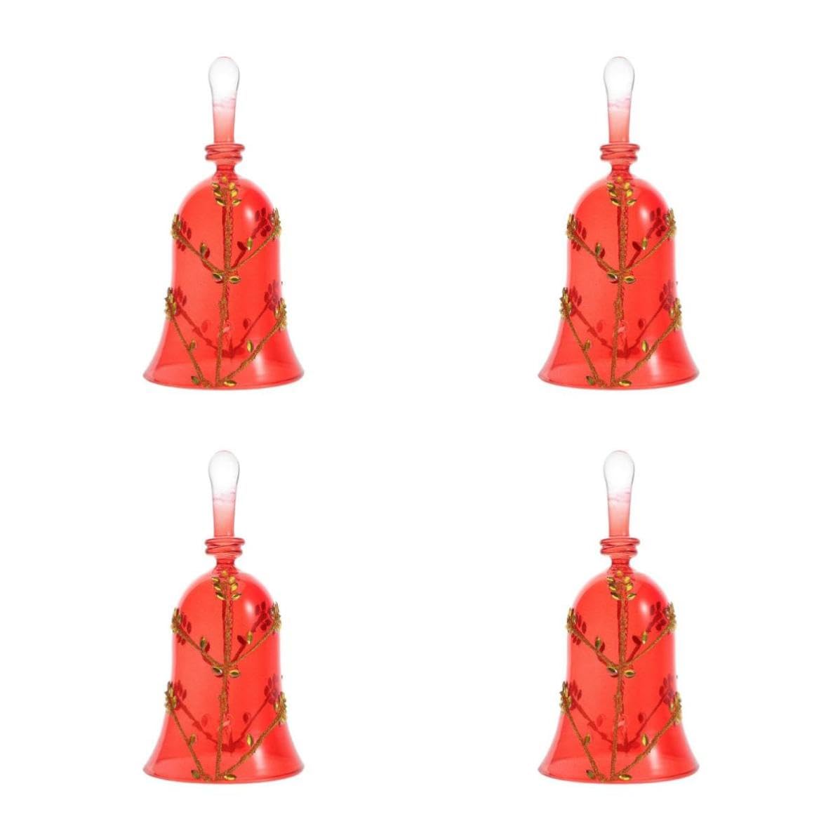 Toyvian 4 Piezas Campana Navideña de Cristal Roja Diseño Europeo Clásico