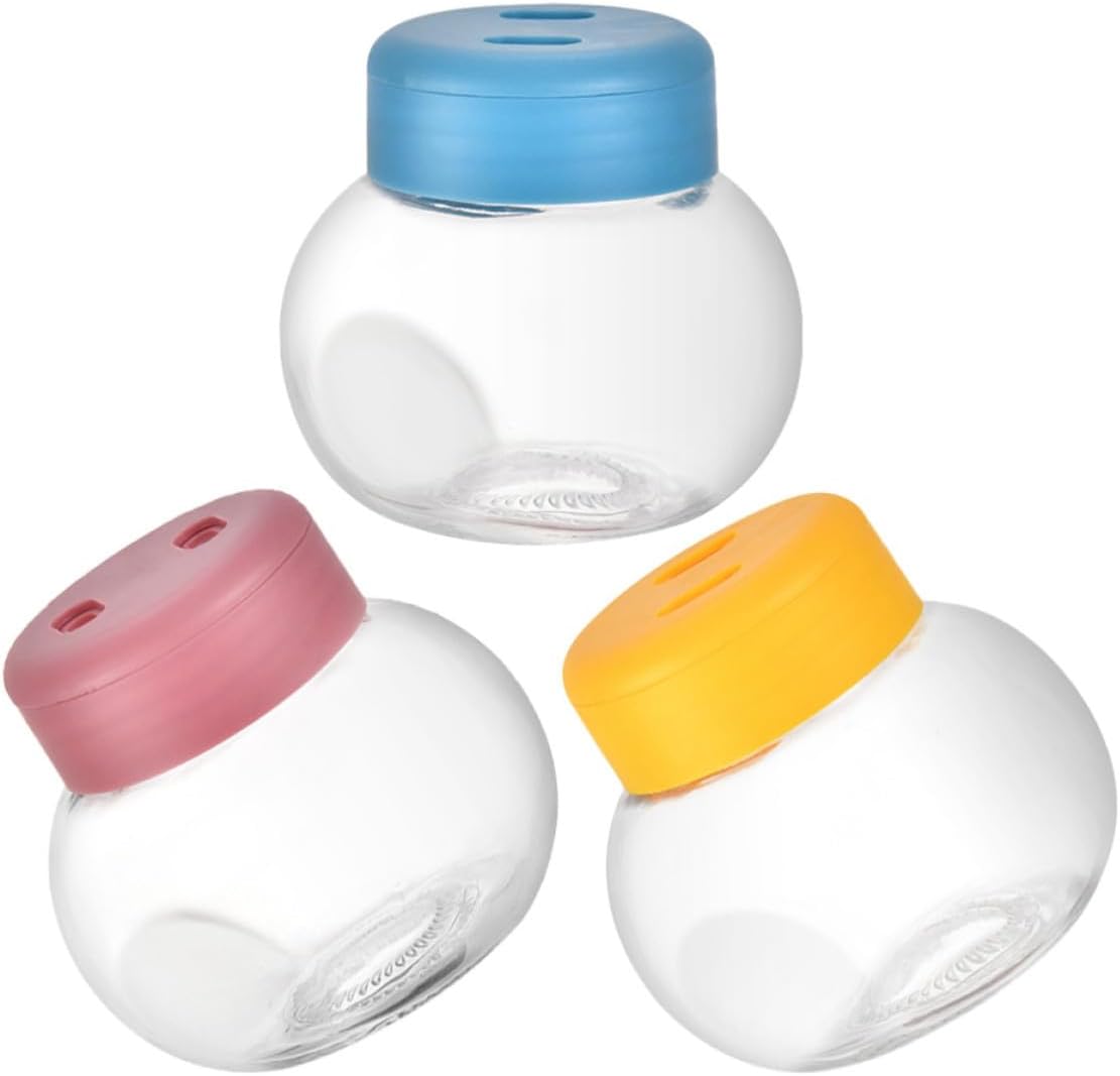 Hemobllo 3pcs Glass Spice Jars with Lid 180ml Reusable Pepper and Salt Shakers for Kitchen Seasoning Storage Containers