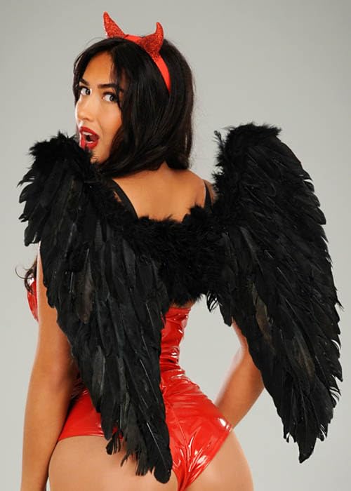 Struts Womens Halloween Devil Large Black Feather Wings 65cm