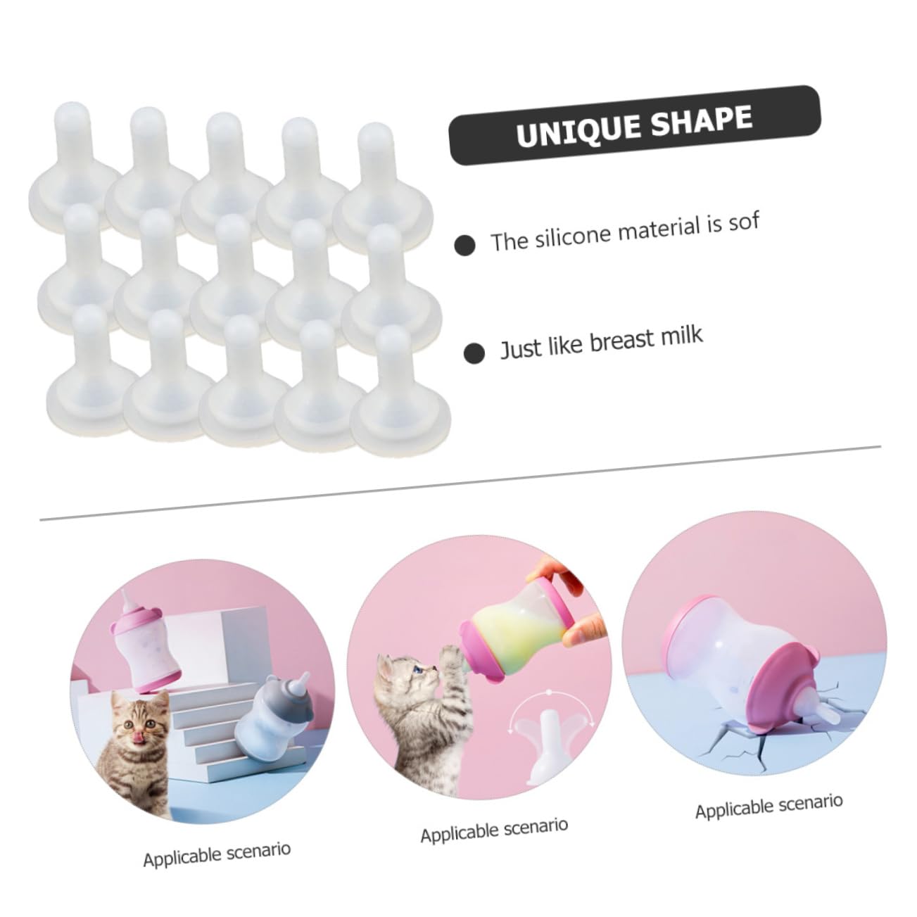 COSMEVIVI 20pcs Handfeeding Pet Bottle Spout for Dog Cat Puppy Pacifier for Small Dogs Cats Slow Feeder Bowl Insert
