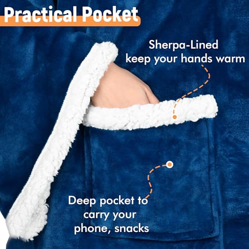 Image of Catalonia Sherpa Wearable Blanket with Sleeves & Foot Pocket for Adults
