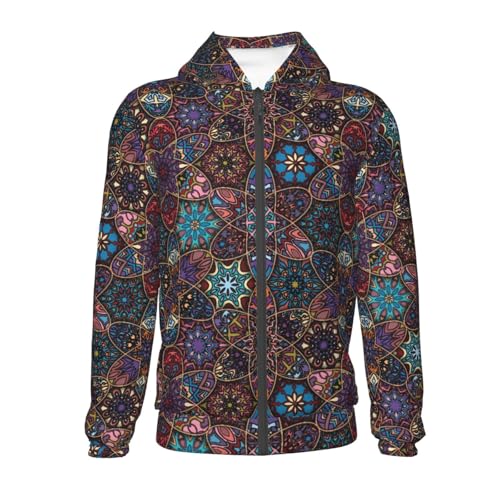 Mandala Flower Element 1 Kids Pullover Hoodies Boys Zip Up Sweatshirts Girls Athletic Clothes with Pocket2