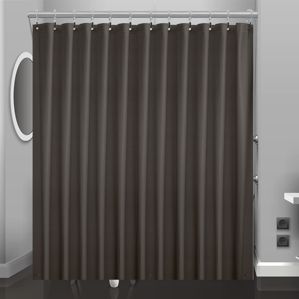 Eazzier Bath Taupe Plastic Shower Curtain Or Liner, 72x72 Inch Lightweight Brown Plastic Bathroom Shower Showroom Inner Curtain with Rustproof Metal