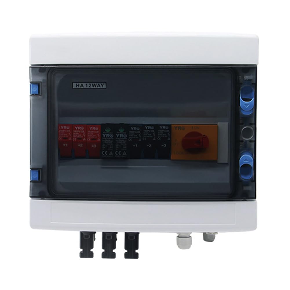 FURLOU Solar System Circuit Breaker, 1000V Solar PV Combiner Box 2 in 1 out Outdoor Waterproof Lightning Plastic Distribution Box Solar System, for Solar & Wind Power Parts & Accessories