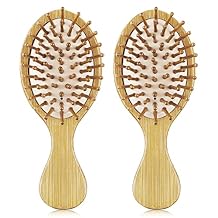 2 PCS Bamboo Detangler Mini Hair Brushes Travel Pack For Kids Gift No Wooden Bristles Hairbrush Massage Scalp For Curly Hair, Wet Dry Hair Tangle Brush