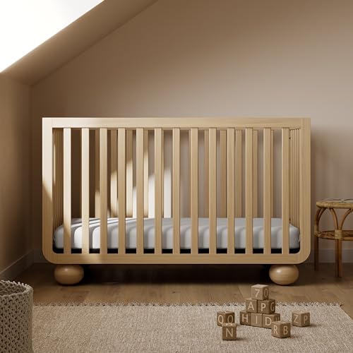 Image of Storkcraft Amalfi 5-in-1 Convertible Crib with Toddler Guardrail - GREENGUARD Gold Certified, Conversion Kit Included, Fits Baby Crib Mattress, Converts to Full Bed (Driftwood)