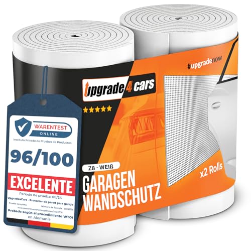 Upgrade4cars Protector Pared Garaje Blanco |2 x Protectores Puertas Panel Columnas | Paragolpes para Garajes | Protección Pilares Parking