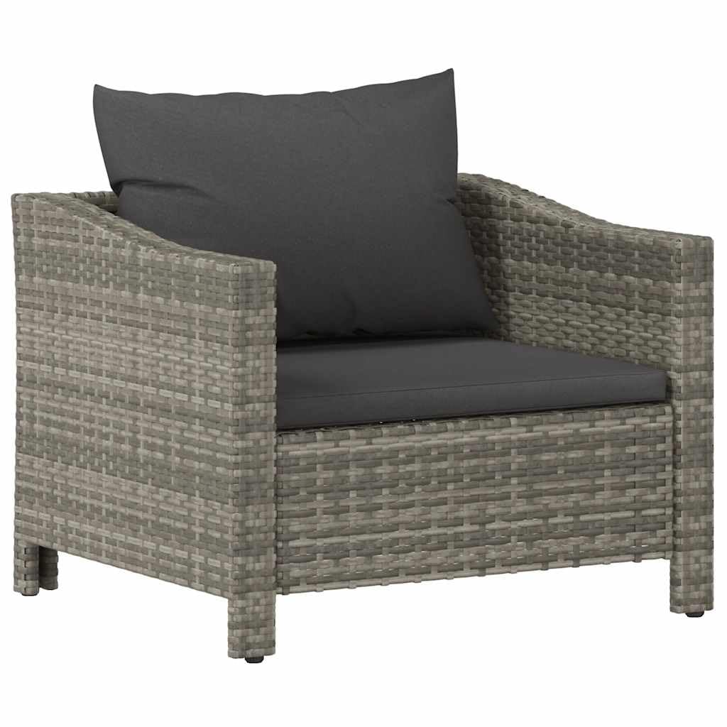 vidaXL Poltrona da Giardino con Cuscino Grigio in Polyrattan
