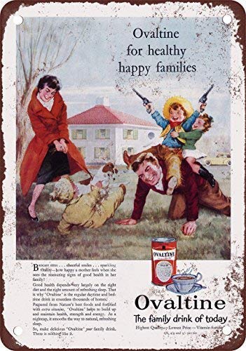 1960 Ovaltine For Happy Families Vintage Look Reproduction Metal Tin Sign 8X12 Inches