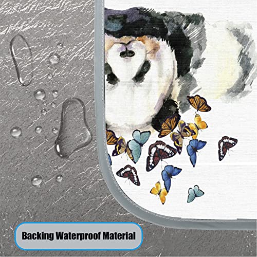 Bardic Cobertor de piquenique tapete de praia borboleta ao redor do panda, suporte impermeável dobrá