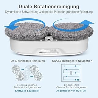 HUTT DDC56 Fensterputzroboter Doppelstrahl mit Ultraschall Sprühfunktion, Elektrischer Fensterputzer Fernbedienung mit Doppelter Wassertank Tank, Fensterkantenerkennung