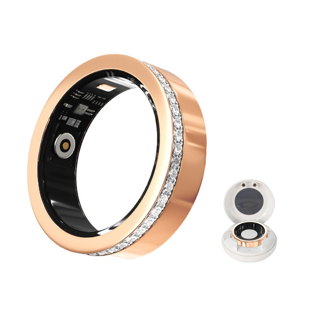 Anello Smart, Anello Smart Uomo Smart Ring Donna Anello Intelligente Smart Ring Misura Pressione Sanguigna Anello Fitness Gold 9#