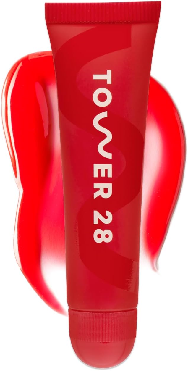 Tower 28 LipSoftie Tinted Lip Balm Treatment - Hydrating Glossy Balm + Overnight Lip Mask with Jojoba Oil + Shea Butter - Sweet, Cushiony Formula for Smooth, Soft Lips - Blood Orange Vanilla (0.38 oz)