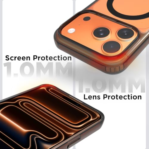 Image of RIGGEAR Shockproof Clear Hybrid Armor Magnetic Back Cover Case Compatible with MagSafe Accessories for iPhone 17 Pro (Clear-Black TPU Bumper + Transparent PC) (Black MagRing)