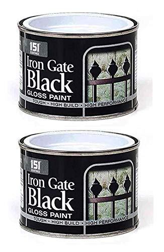 Sponsored Ad – 151 Coatings Pack Of 2 Iron Gate Black Gloss Paint - 180ml Tin Metal Gates Fences Tough & Durable Finish, Efficient Drying Time, Interior and Exterior Application
