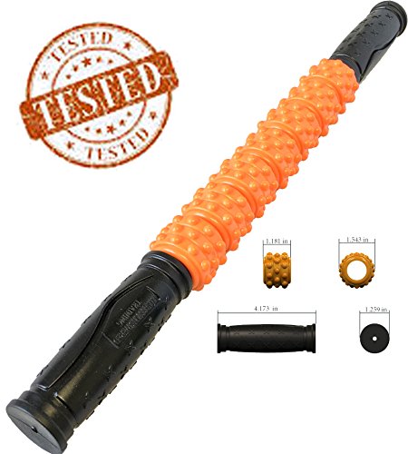 The Muscle Stick Roller | Massage Roller for Runners & Athletes | Muscle Roller Stick"Life-Proof" Strong Full Stainless Steel Core, ABS Plastic, Premium Star Textured Handles - Elite Hard Orange